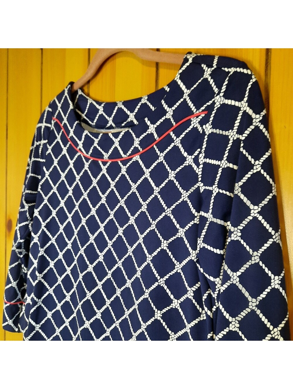 Lands' End Womens Navy Blue Nautical Shift Dress Size Small Nylon Spandex - Picture 1 of 3
